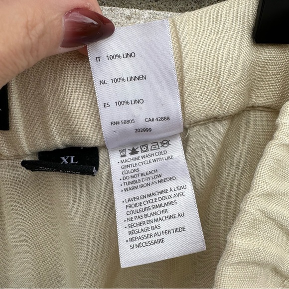 Rochester 100% Linen Pants XL Beige Drawstring Elastic Waist Relaxed Coastal - Picture 11 of 11